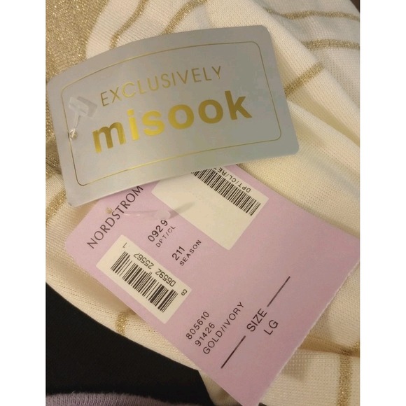 Exclusively Misook Metallic Striped Cardigan + Tank Gold Ivory NWT Petite Large - Picture 8 of 9